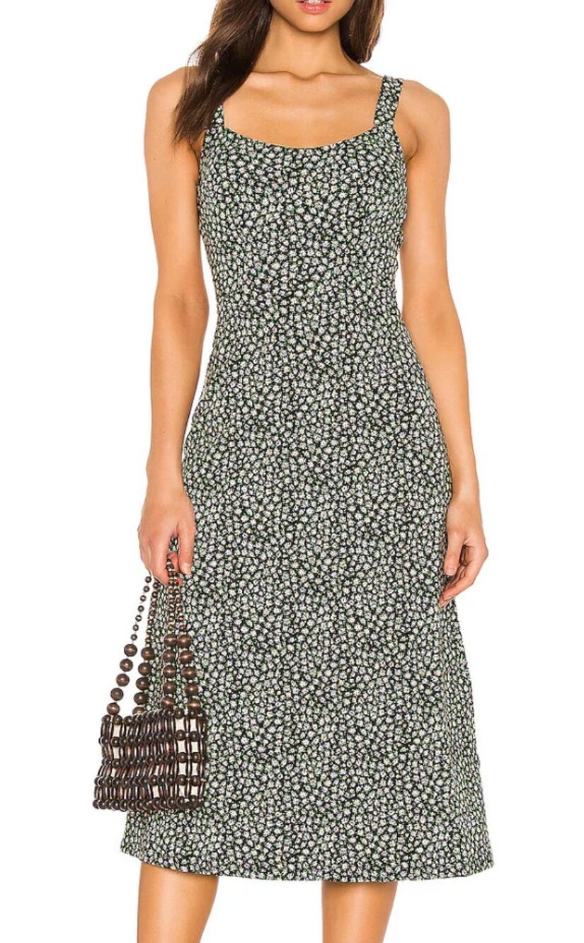 Free People Lorelai Black Floral Open Back Ponte Jersey Midi Boho Feminine Dress